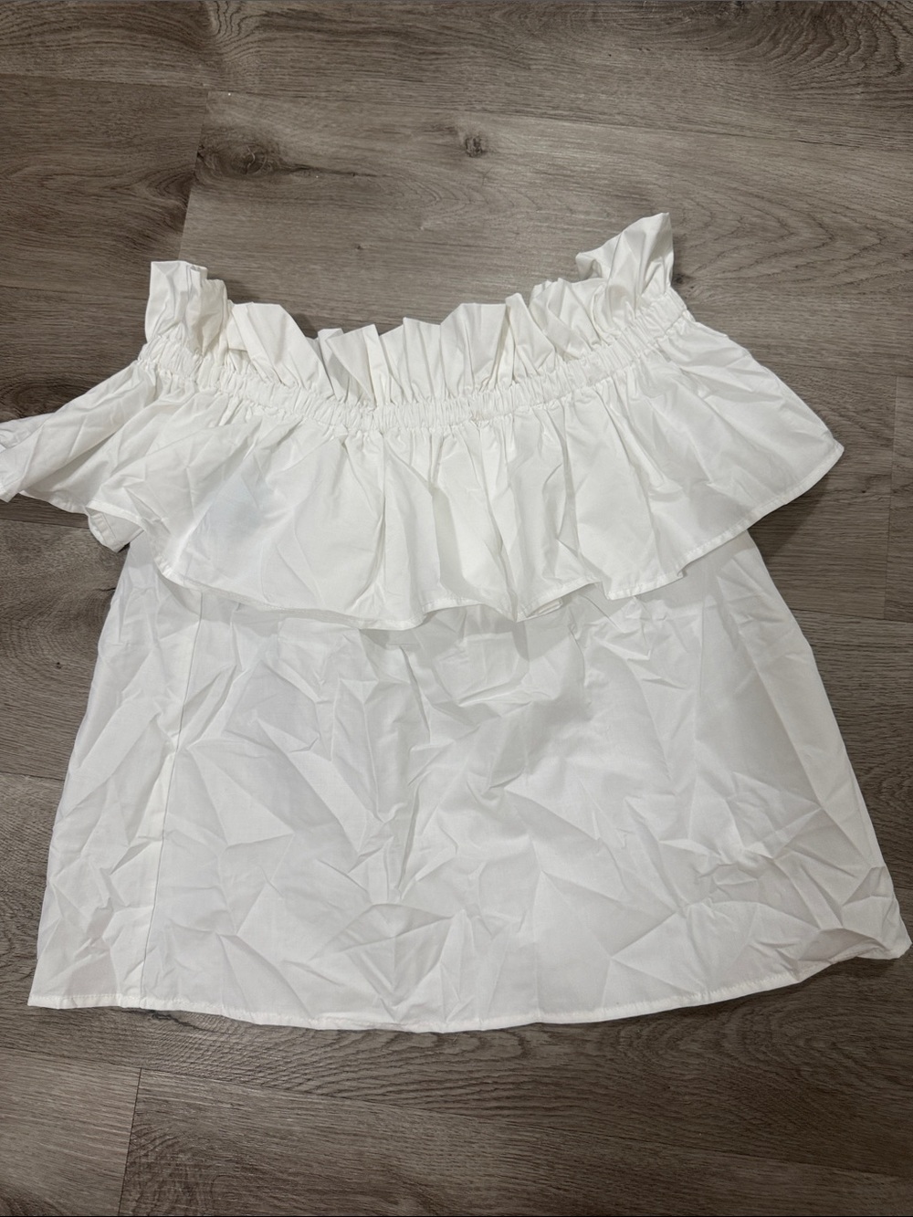 Cupshe White Off-Shoulder Ruffle Top Sized Large